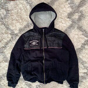 Vintage Insulated Jacket w/ Hood Large Tommy Hilfiger Full Zip Lined Heavy